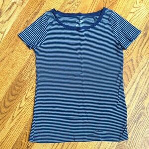 Morona "The Ultimate Tee" Navy With White Thin Stripes Size Medium